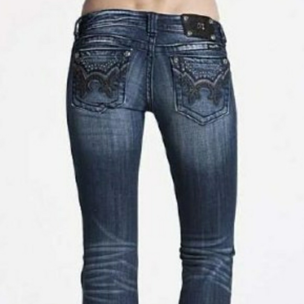 Miss Me Dark Wash Distressed Bootcut Jeans 28